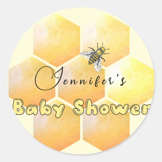 Baby shower honingbijen ronde sticker (Voorkant)