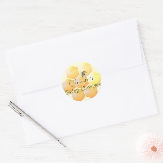 Baby shower honingbijen ronde sticker (Envelop)