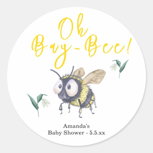 Baby shower honingbijen ronde sticker (Voorkant)