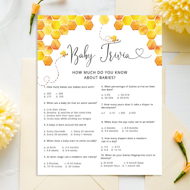 Baby shower honingbijen Trivia Game (Creator heeft geüpload)