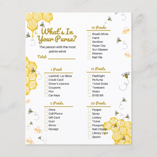Baby shower honingbijen Wat zit er in je paardensp (Voorkant)