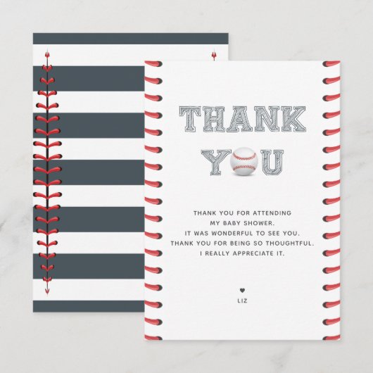 Baby shower honkbal bedankkaart (Voorkant / Achterkant)