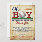 Baby shower  honkbalkborden bedankkaart (Voorkant)