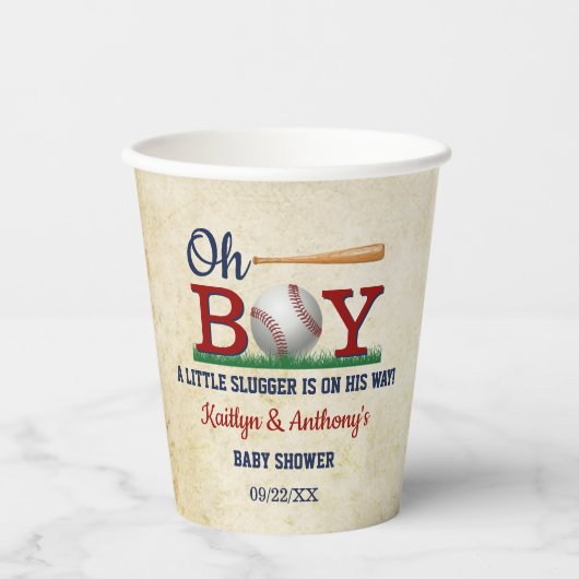 Baby shower  honkbalkborden papieren bekers (Voorkant)