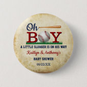 Baby shower  honkbalkborden ronde button 5,7 cm (Voorkant)