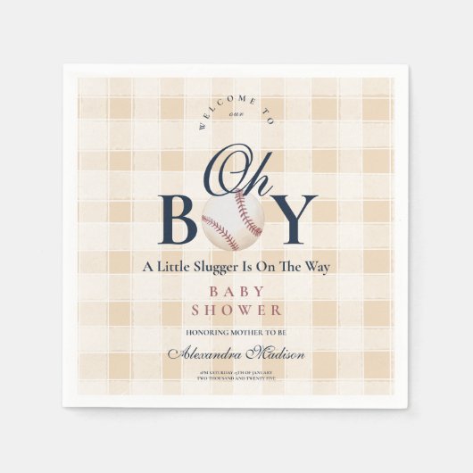 Baby shower  honkbalkborden servet (Voorkant)