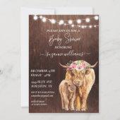 Baby shower Hoogland Koe Calf Wood Rustic Kaart (Voorkant)