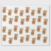 Baby shower Hoogland Koe en Waterverf kalf Cadeaupapier (Vlak)