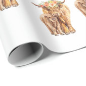 Baby shower Hoogland Koe en Waterverf kalf Cadeaupapier (Rol Hoek)