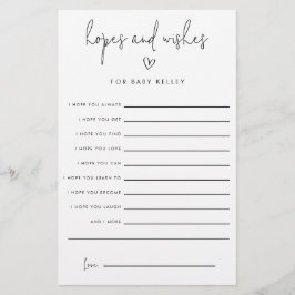 Baby shower hoopt en wenst advieskaarten flyer