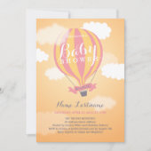 Baby shower Hot Air Ballon Sunset Girl Invite Kaart (Voorkant)