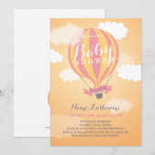 Baby shower Hot Air Ballon Sunset Girl Invite Kaart (Voorkant / Achterkant)
