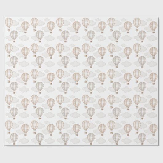 Baby Shower Hot Air Balloons Gender Neutral Cadeaupapier (Vlak)