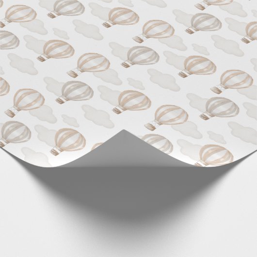 Baby Shower Hot Air Balloons Gender Neutral Cadeaupapier (Hoek)