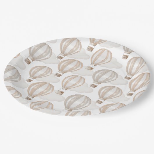 Baby Shower Hot Air Balloons Gender Neutral Papieren Bordje (Gekanteld)