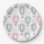 Baby Shower Hot Air Balloons Gender Neutral Papieren Bordje (Voorkant)