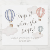 Baby Shower Hot Air Balloons Gender Neutral Sparkling Wijnetiket (Enkel label)