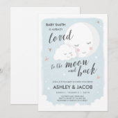 Baby shower houdt van de maan en terug kaart (Voorkant / Achterkant)