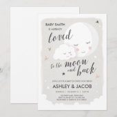 Baby shower houdt van de maan en terug kaart (Voorkant / Achterkant)