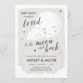 Baby shower houdt van de maan en terug kaart