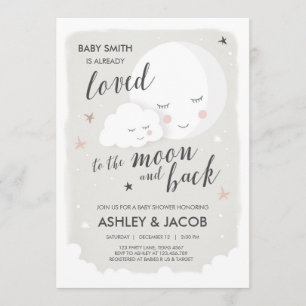 Baby shower houdt van de maan en terug kaart