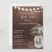 Baby Shower Hout Roestige Baby's Breath Kaart (Voorkant)