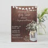 Baby Shower Hout Roestige Baby's Breath Kaart (Staand voorkant)