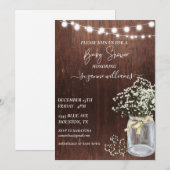 Baby Shower Hout Roestige Baby's Breath Kaart (Voorkant / Achterkant)