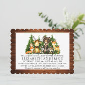 Baby shower Hout Waterverf Woodland Animals Kaart (Staand voorkant)