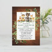 Baby shower houtlanddieren Houtgroen Kaart (Staand voorkant)