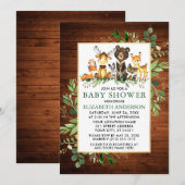 Baby shower houtlanddieren Houtgroen Kaart (Voorkant / Achterkant)