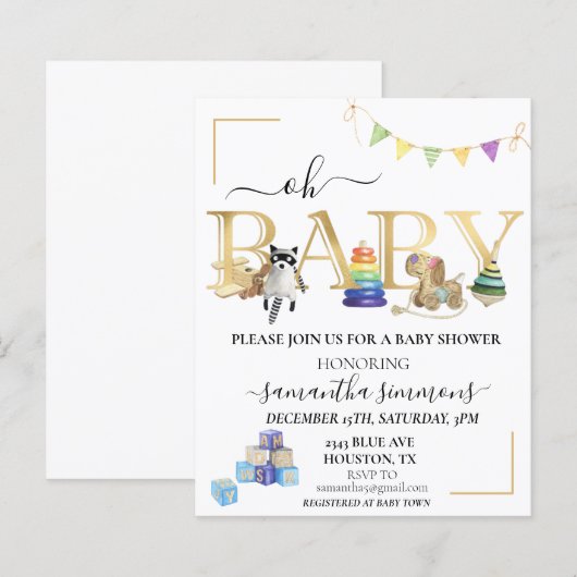 Baby shower  Houtspeelgoed Gold (Voorkant / Achterkant)