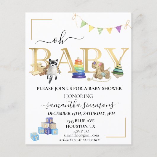 Baby shower  Houtspeelgoed Gold (Voorkant)