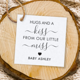 Baby shower Hugs en een Kiss-Label, Baby Girl, Kra Bedankjes Labels