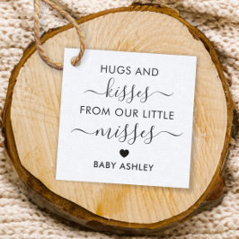 Baby shower Hugs en Kisses Label, Baby Girl, Kraft Bedankjes Labels