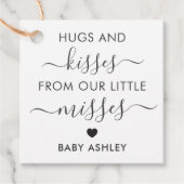 Baby shower Hugs en Kisses Label, Baby Girl, Kraft Bedankjes Labels (Voorkant)