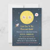 Baby shower I Love You to the Moon en terug Kaart (Voorkant)