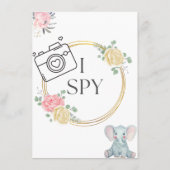 Baby shower I Spy Game Elephant Design Informatiekaartje (Achterkant)