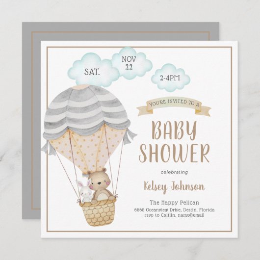 Baby shower I van de Fun. Kaart (Voorkant / Achterkant)