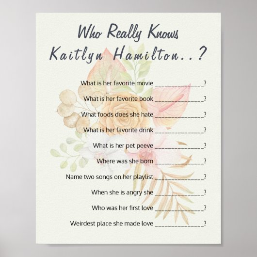 ✨ Baby shower Ice-Breaker vragenspel Poster (Voorkant)