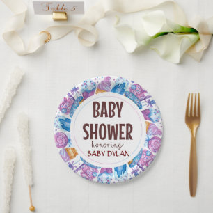 Baby shower Ice-cream Waterverf Art Papieren Bordje