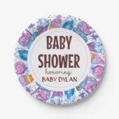 Baby shower Ice-cream Waterverf Art Papieren Bordje (Voorkant)