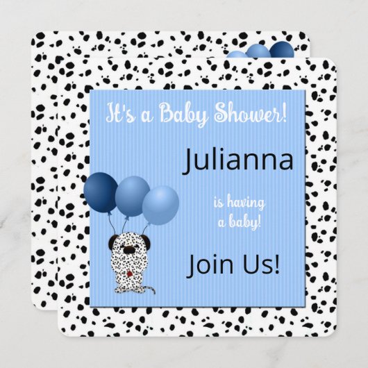 baby shower in Blue Dalmatian Print Kaart (Voorkant / Achterkant)