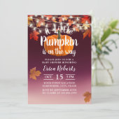 Baby shower in de herfst van Burgundy Little Pumpk Kaart (Staand voorkant)