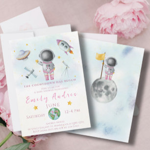 Baby shower in de ruimte Astronaut raketsterParty Kaart