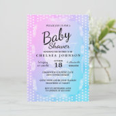 baby shower 👶 in een gradiëntroze, Paars en blauw Kaart (Staand voorkant)