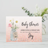 *~* Baby Shower in een Mason jar met bloemen, land Kaart (Staand voorkant)