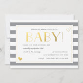 Baby shower in grijs en faux Gold onthullen Kaart (Voorkant)