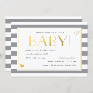 Baby shower in grijs en faux Gold onthullen Kaart