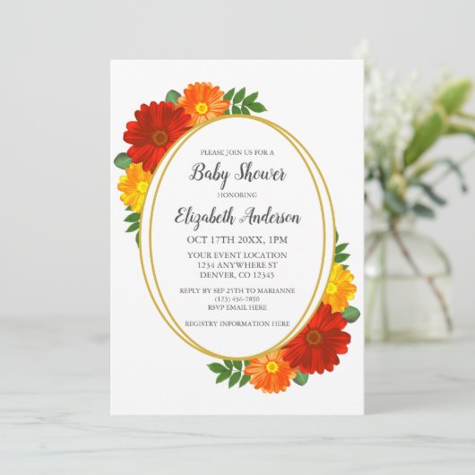 Baby shower in het najaar van Florals Kaart (Staand voorkant)